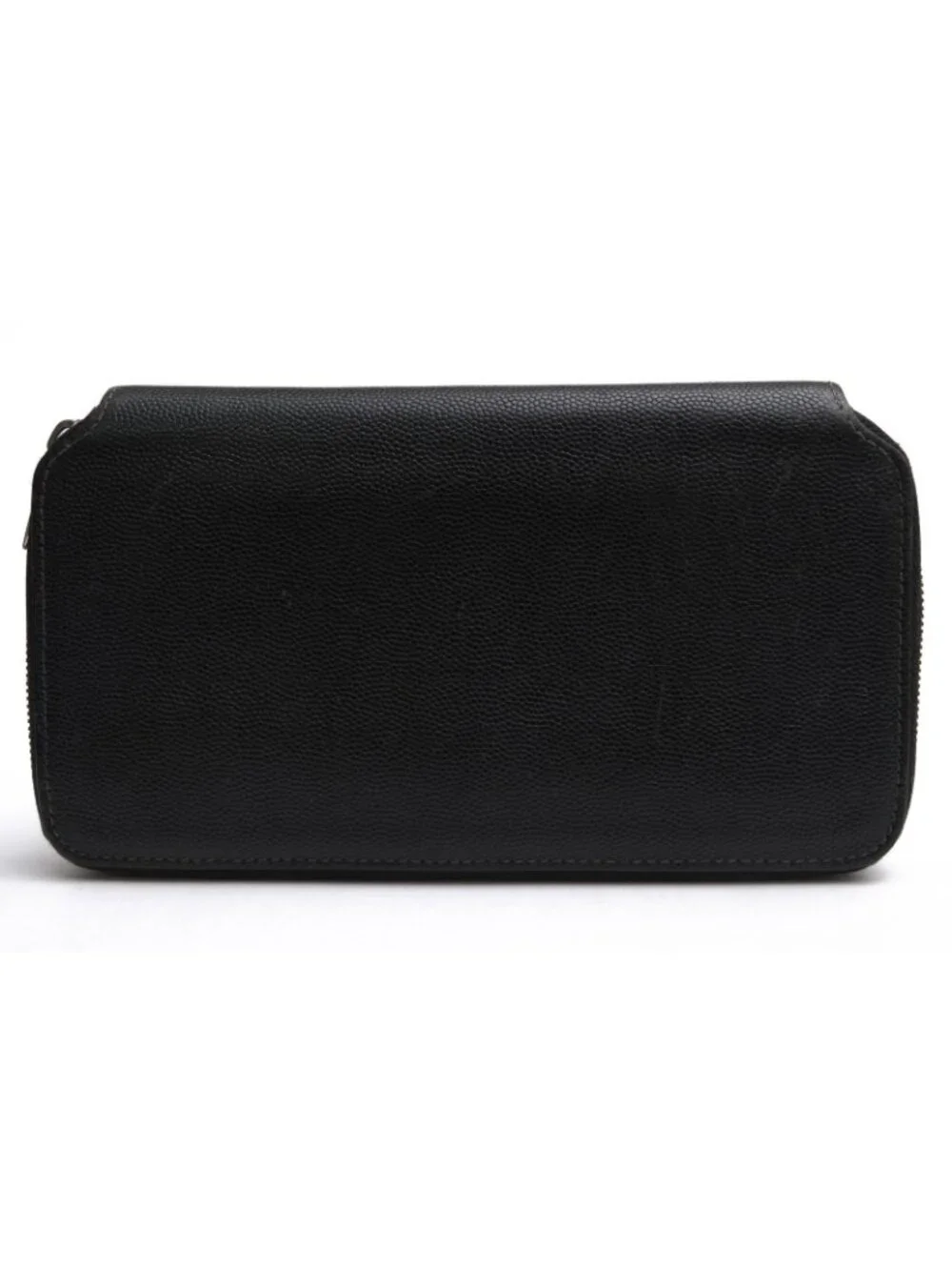 Cartier Wallet Leather Black Santos Coin Purse Round Zip Around